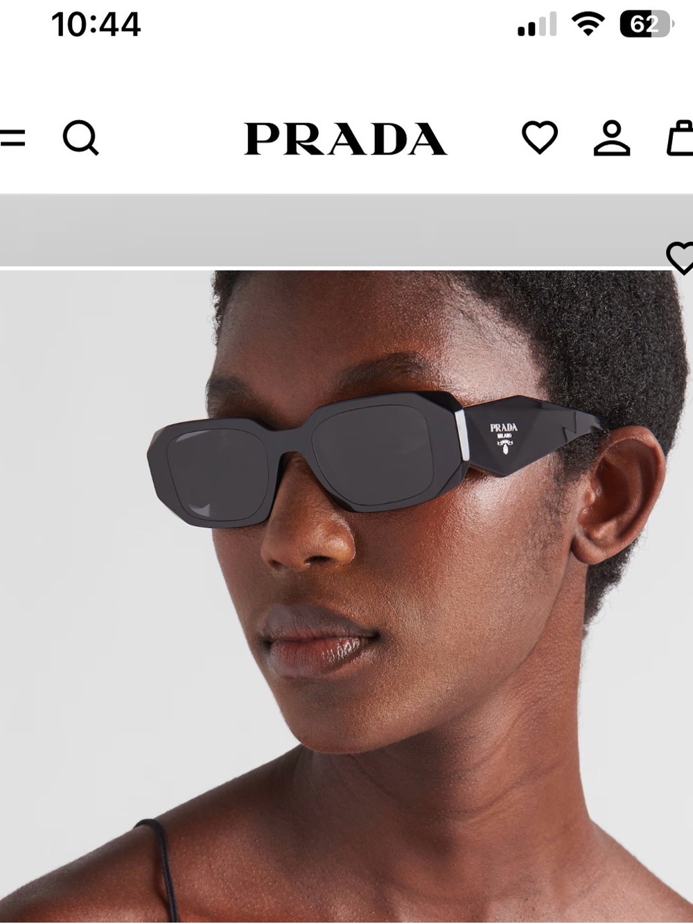 Prada Black Rectangular Men's Sunglasses with Dark Lenses